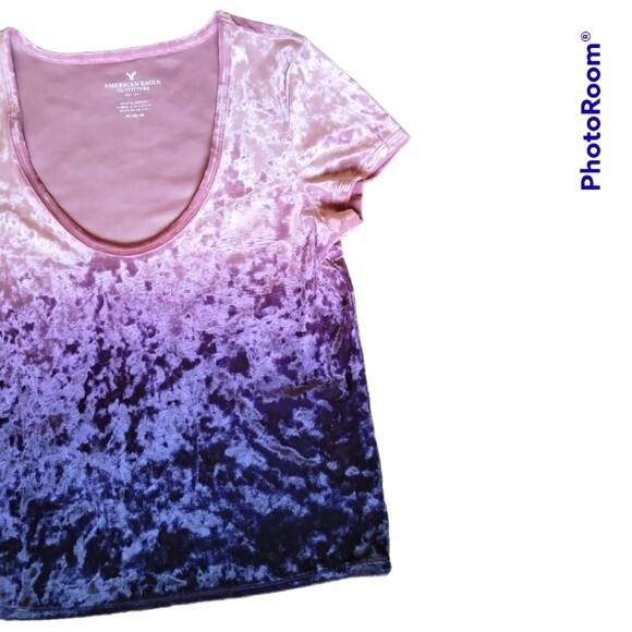 AEO OMBRE CRUSHED VELVET TEE - M - Picture 3 of 10